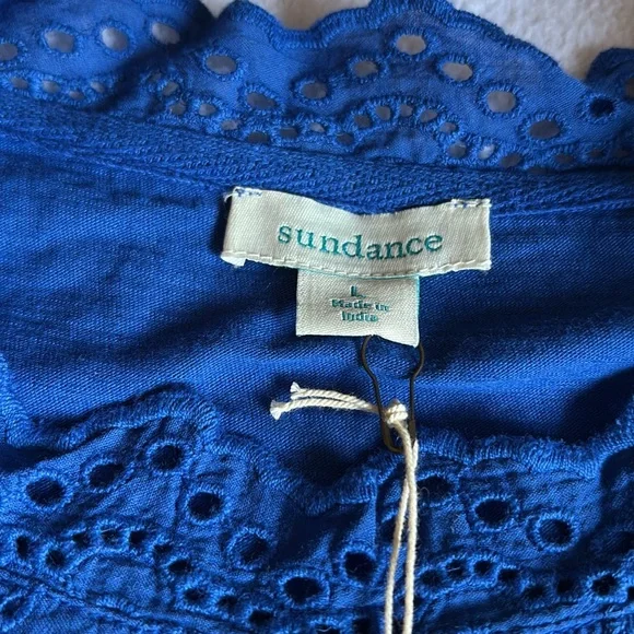 Sundance Nova Dreamer Mandarin Collar Top Blouse in Deja Blue - Picture 4 of 6